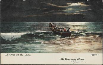 Life-boat on the Crest.  At Rockaway Beach.