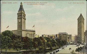 Metropolitan Life Building, the Tallest building in the World. Flatiron Building. New York City.