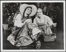 [Diana Rigg and Marta Eggerth in a dress rehearsal for "Colette".]