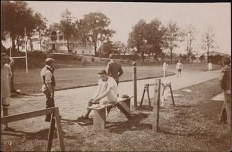 Sports, Field Sports, Oxford & Cambridge Training at B[erkeley] Oval.
