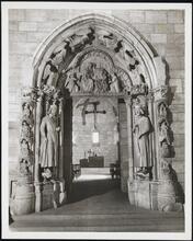 Fort Tryon Park. The Cloisters. Interior, through door toward altar