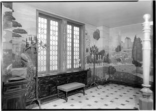 Walter Seligman [residence]. General view of window and hall mural.