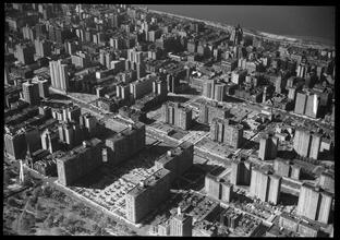 Park West Village, aerial view looking S.W. from near 101st Street and Central Park West.