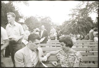 Walter Cartier, Prizefighter of Greenwich Village [Walter Cartier sitting on a bench with a woman.]