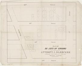 Map of 25 Lots of Ground to be sold at auction by Anthony J. Bleecker