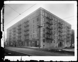 Queens Boulevard and Brogan [?] Avenue. Apartment house.