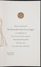 Dinner tendered to the Honourable Charles Evan Hughes