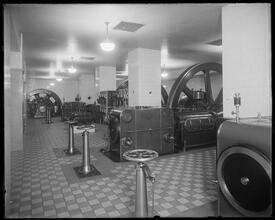 Broadway and Fulton Street. Western Union Building, general interior of engine room.