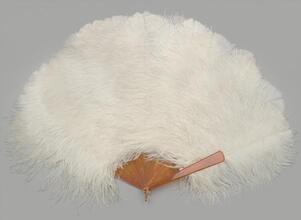 Folding feather fan of white ostrich