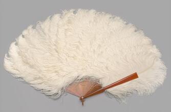 Folding feather fan of white ostrich