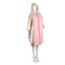 Evening ensemble in petal pink slubbed silk satin comprising coat, dress, underdress and hat