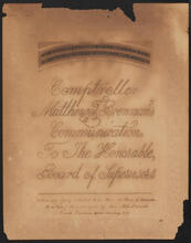 Comptroller Matthew T. Brennan's Communication to the Honorable Board of Supervisors
