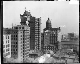 Aerial view from Fulton Street looking north