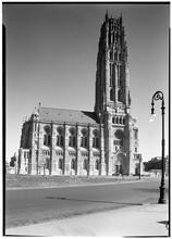 Riverside Church. Direct view of west elevation.