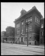 Metropolitan Avenue near Bedford Avenue. School and Rectory.