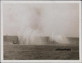 [Fire boats join in celebration of the 50th anniversary of the formation of the FDNY.]