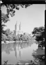 New York City views. Vertical reflection of the San Remo Towers.