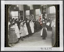 Saluting the Flag in the Mott Street Industrial School.