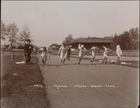 Sports, Field Sports, Oxford & Cambridge Training at B[erkeley] Oval.