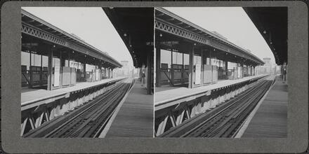 Elevated railroad tracks and station.