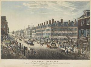 Broadway, New-York. Showing each Building from the Hygeian Depot corner of Canal Street, to beyond Niblo's Garden.