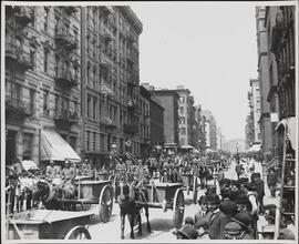 [Parade, coal delivery wagons (?)]