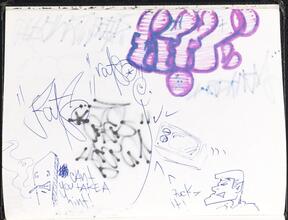 [Page in graffiti sketchbook.]