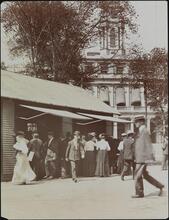 Street Scenes, Park Row, City Hall Park, Straus Milk Station.
