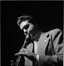 Swing Band Contest Sponsored by LOOK [Man playing the clarinet.]