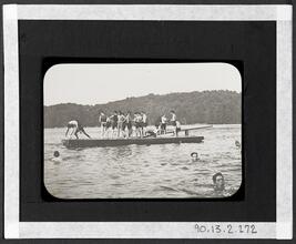 [Playing on the raft.]