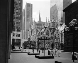 [Looking west on 50th Street toward the Cardinal's Residence, 452 Madison Avenue.]