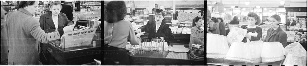 Woolworth's Store  [Women shopping and paying for items at Woolworth's.]