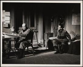 [Russell Collins as Major Hunter and William Eythe as Lieutenant Tonder in "The Moon is Down".]