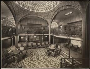French Line, S.S. "Paris", First Class, Interior, Grand Stairway from Main Entrance.