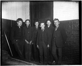 Police Station Lodging Room 4. Oak Street Station, Six boys picked out of the draft in the men's lodging room.