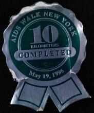 AIDS Walk New York - 10 Kilometers Completed - May 19, 1996