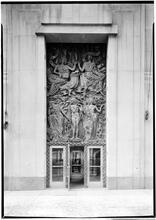 Rockefeller Center. French building entrance detail.