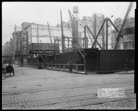 Woolworth Building, Broadway Looking West on Barclay [Construction zone.]
