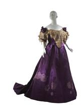 Evening dress in purple satin damask