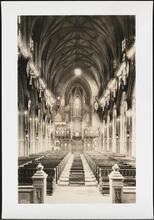 Wall Street and Broadway. Trinity Church. Interior, decorated for 1876 centennial