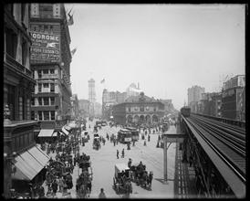 View of Herald Square looking north from 33rd Street Elevated station.
