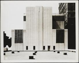 39th Street and Fifth Avenue. Kress and Company. View of white enameled brick work in penthouse on top of building