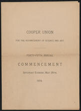 Cooper Union for the Advancement of Science and Art Forty-fifth Annual Commencement