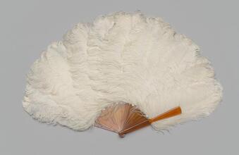 Folding feather fan of white ostrich