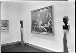 Whitney Museum of Modern Art. Bellows painting & pedestals gallery 1.