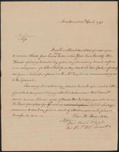 Letter from John De Lancey to Charlotte De Lancey, April 25, 1791