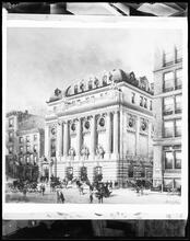 65 Liberty Street. New York Chamber of Commerce, watercolor rendering by Hughson Hawley, 1901.