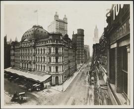 View looking down Broadway from Warren Street [City Hall Post Office and Courthouse designed by A. B. Mullett.]