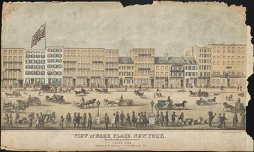 View of Park Place, New York from Broadway to Church Street  Norh Side