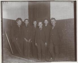 Police Station Lodging Room 4. Oak Street Station, Six boys picked out of the draft in the men's lodging room.